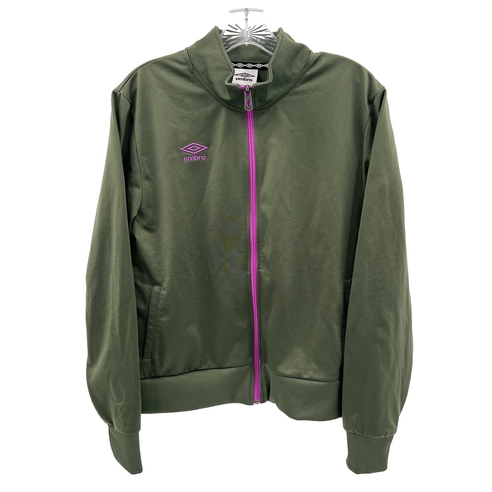 UMBRO Women's L Olive Green/Purple Long-Sleeve Full-Zip Mock Neck Track Jacket